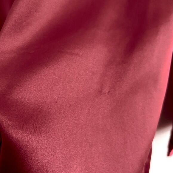 Vintage 90s Victoria Secret Size S Satin Sleep Shirt Burgundy Red Button Up - Picture 13 of 16